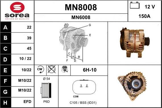 SNRA MN8008 - Ģenerators autospares.lv