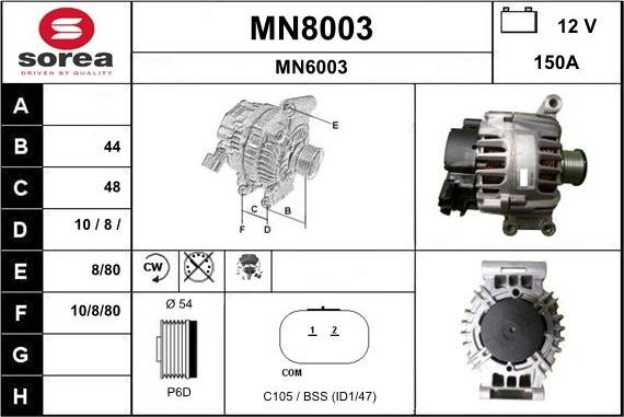 SNRA MN8003 - Ģenerators www.autospares.lv