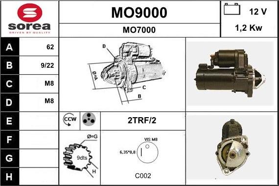 SNRA MO9000 - Starteris www.autospares.lv