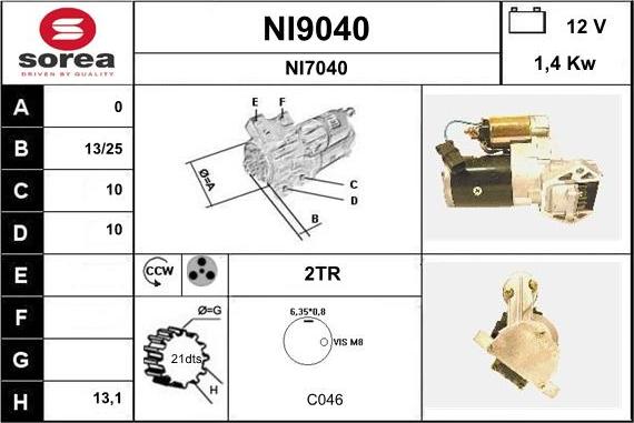 SNRA NI9040 - Starteris autospares.lv