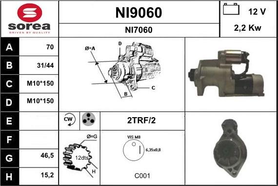 SNRA NI9060 - Стартер www.autospares.lv