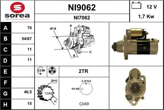 SNRA NI9062 - Стартер www.autospares.lv