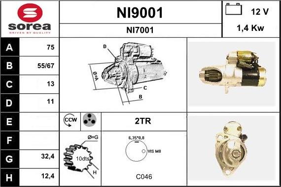 SNRA NI9001 - Starteris autospares.lv