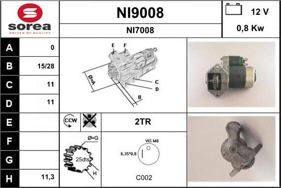 SNRA NI9008 - Starteris autospares.lv