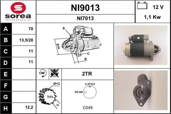 SNRA NI9013 - Стартер www.autospares.lv