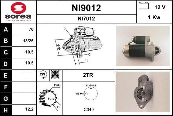 SNRA NI9012 - Стартер www.autospares.lv