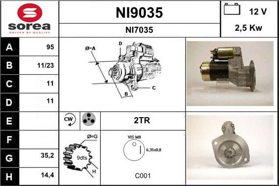 SNRA NI9035 - Starteris autospares.lv