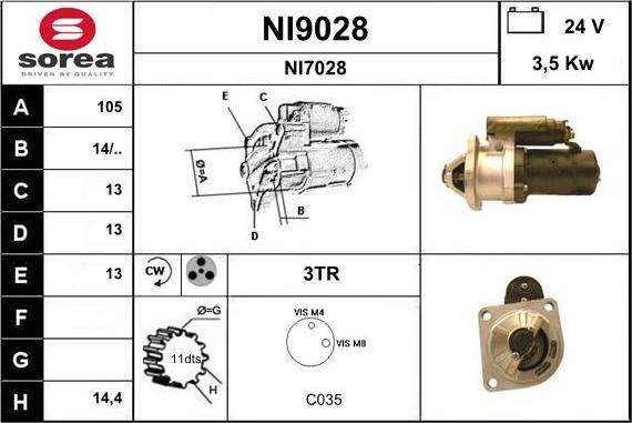 SNRA NI9028 - Starteris autospares.lv