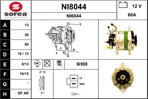 SNRA NI8044 - Ģenerators autospares.lv