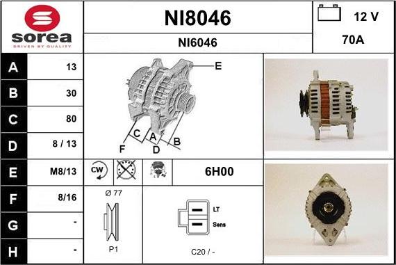 SNRA NI8046 - Ģenerators autospares.lv