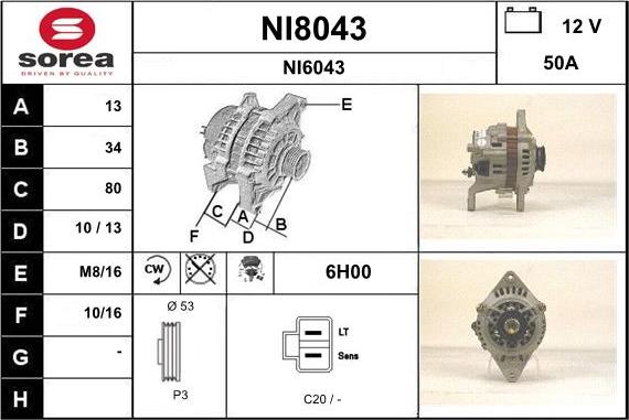 SNRA NI8043 - Ģenerators autospares.lv