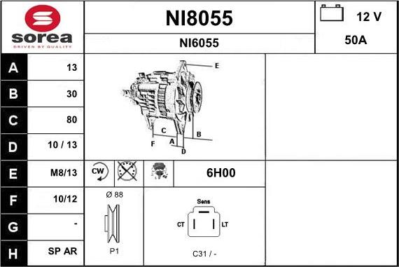 SNRA NI8055 - Генератор www.autospares.lv