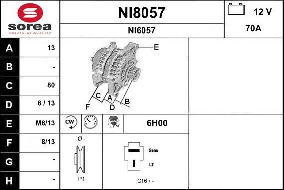 SNRA NI8057 - Alternator www.autospares.lv