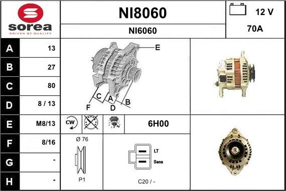 SNRA NI8060 - Ģenerators www.autospares.lv