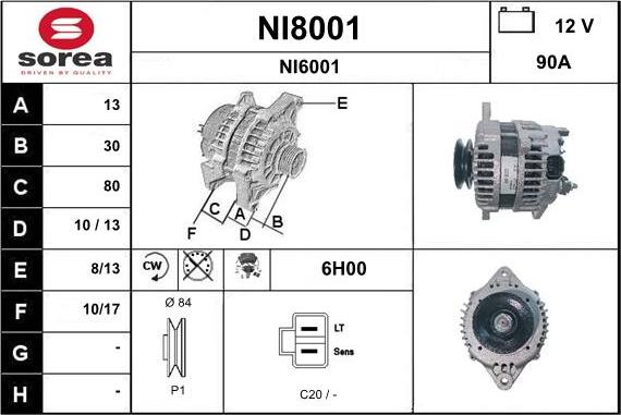 SNRA NI8001 - Ģenerators autospares.lv