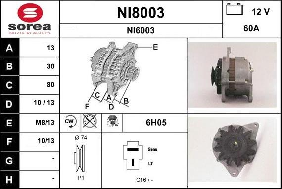 SNRA NI8003 - Генератор www.autospares.lv