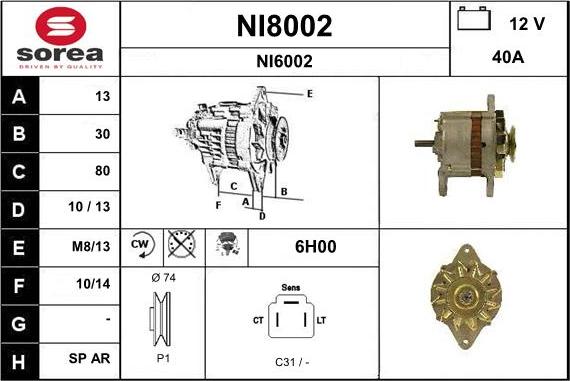 SNRA NI8002 - Ģenerators autospares.lv