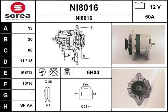 SNRA NI8016 - Генератор www.autospares.lv