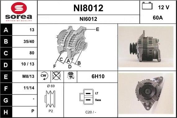 SNRA NI8012 - Генератор www.autospares.lv