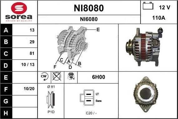 SNRA NI8080 - Alternator www.autospares.lv