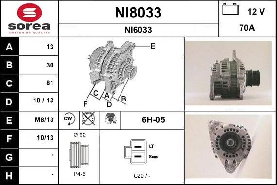 SNRA NI8033 - Ģenerators www.autospares.lv