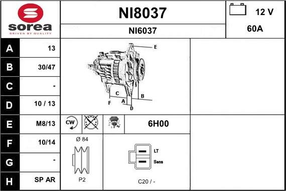 SNRA NI8037 - Alternator www.autospares.lv