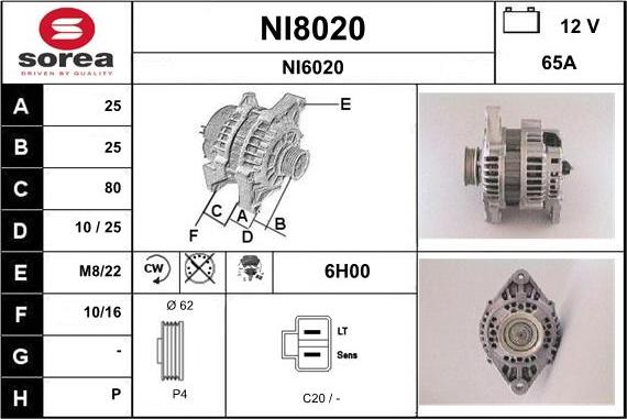 SNRA NI8020 - Alternator www.autospares.lv