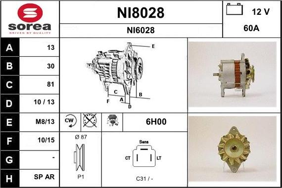 SNRA NI8028 - Ģenerators autospares.lv