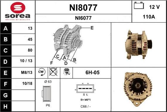 SNRA NI8077 - Ģenerators autospares.lv