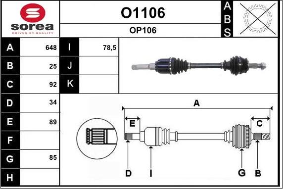 SNRA O1106 - Piedziņas vārpsta autospares.lv