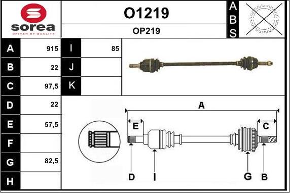 SNRA O1219 - Piedziņas vārpsta www.autospares.lv