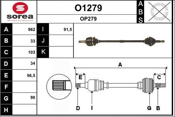 SNRA O1279 - Piedziņas vārpsta www.autospares.lv