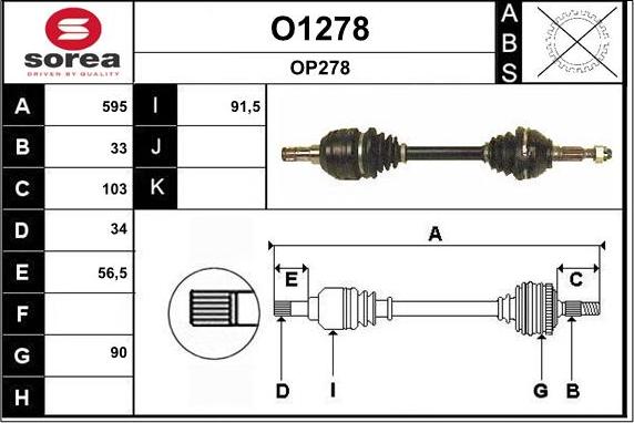 SNRA O1278 - Piedziņas vārpsta www.autospares.lv