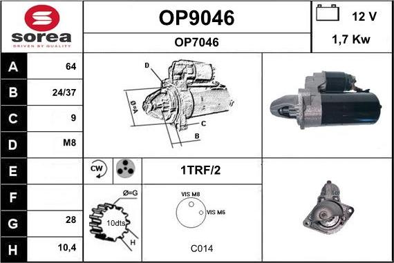 SNRA OP9046 - Starter www.autospares.lv