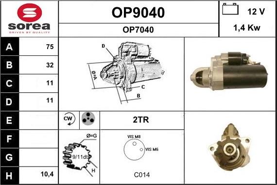 SNRA OP9040 - Starter www.autospares.lv