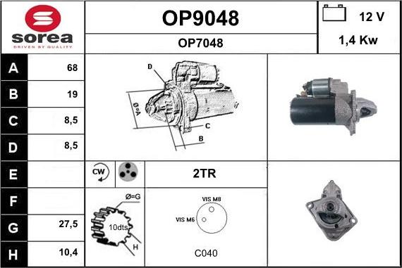 SNRA OP9048 - Starteris www.autospares.lv