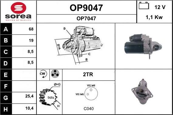 SNRA OP9047 - Starter www.autospares.lv