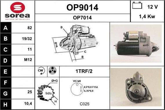 SNRA OP9014 - Starteris autospares.lv