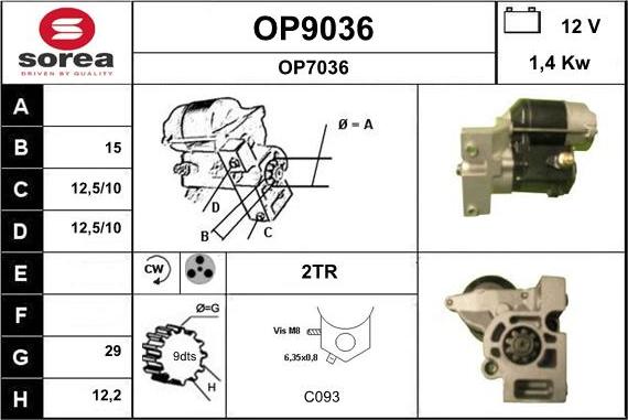 SNRA OP9036 - Стартер www.autospares.lv