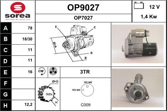 SNRA OP9027 - Starteris www.autospares.lv