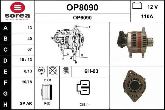 SNRA OP8090 - Ģenerators www.autospares.lv