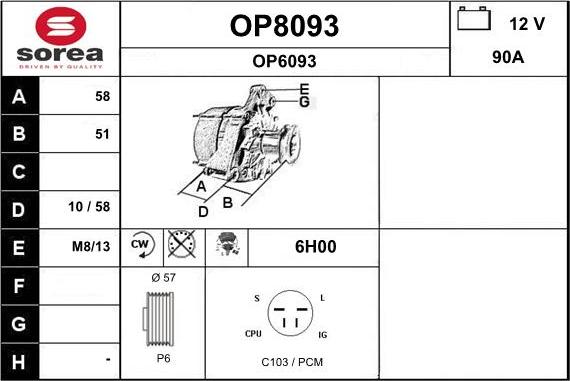 SNRA OP8093 - Ģenerators autospares.lv