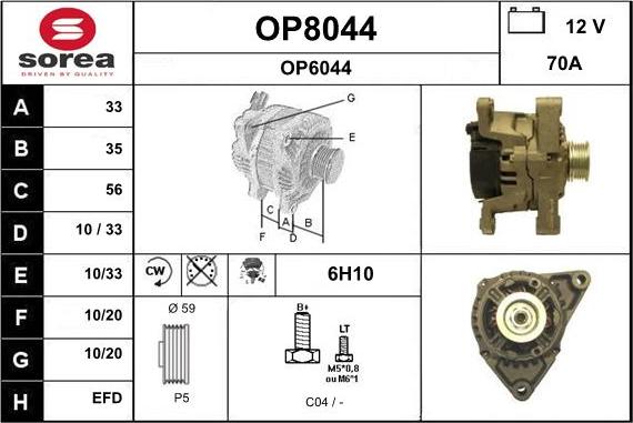 SNRA OP8044 - Alternator www.autospares.lv