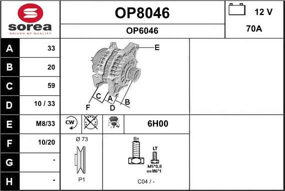 SNRA OP8046 - Ģenerators www.autospares.lv