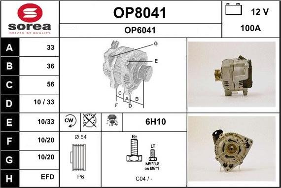 SNRA OP8041 - Alternator www.autospares.lv