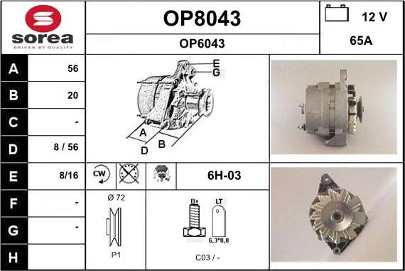 SNRA OP8043 - Ģenerators www.autospares.lv