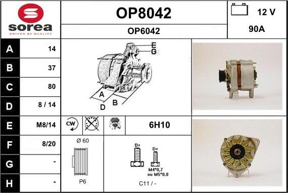 SNRA OP8042 - Ģenerators www.autospares.lv