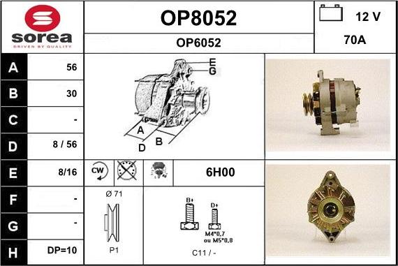 SNRA OP8052 - Генератор www.autospares.lv