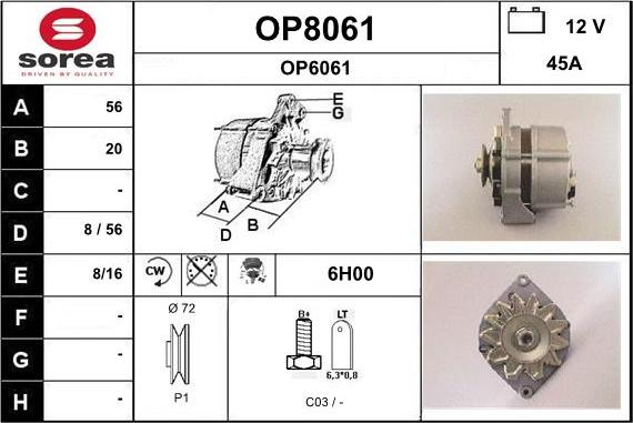 SNRA OP8061 - Ģenerators www.autospares.lv