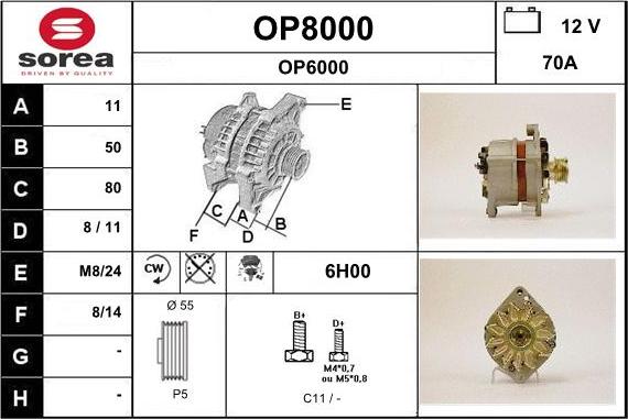 SNRA OP8000 - Ģenerators autospares.lv